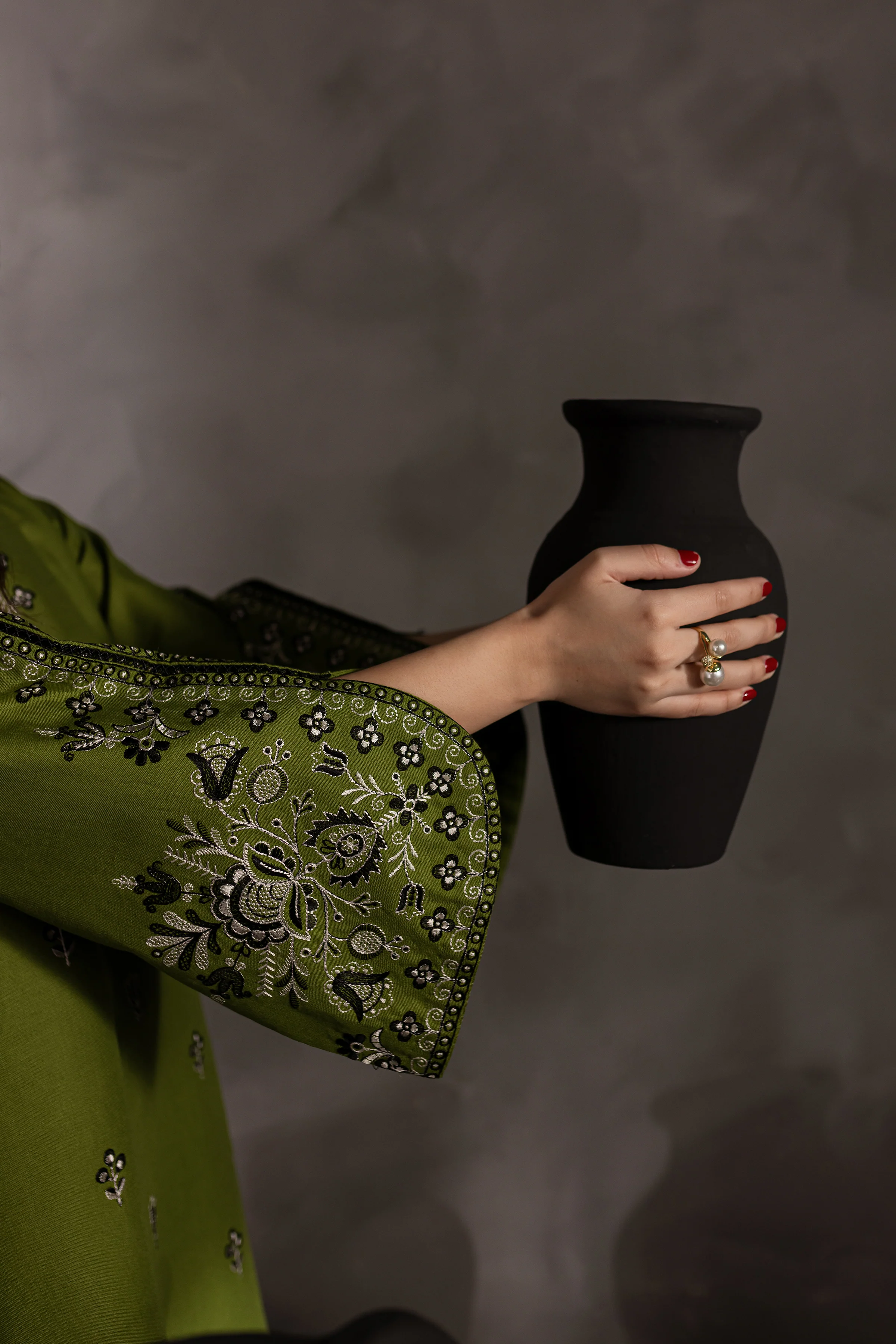 Green Gem 2Pc - Embroidered Khaddar Dress - Image 8
