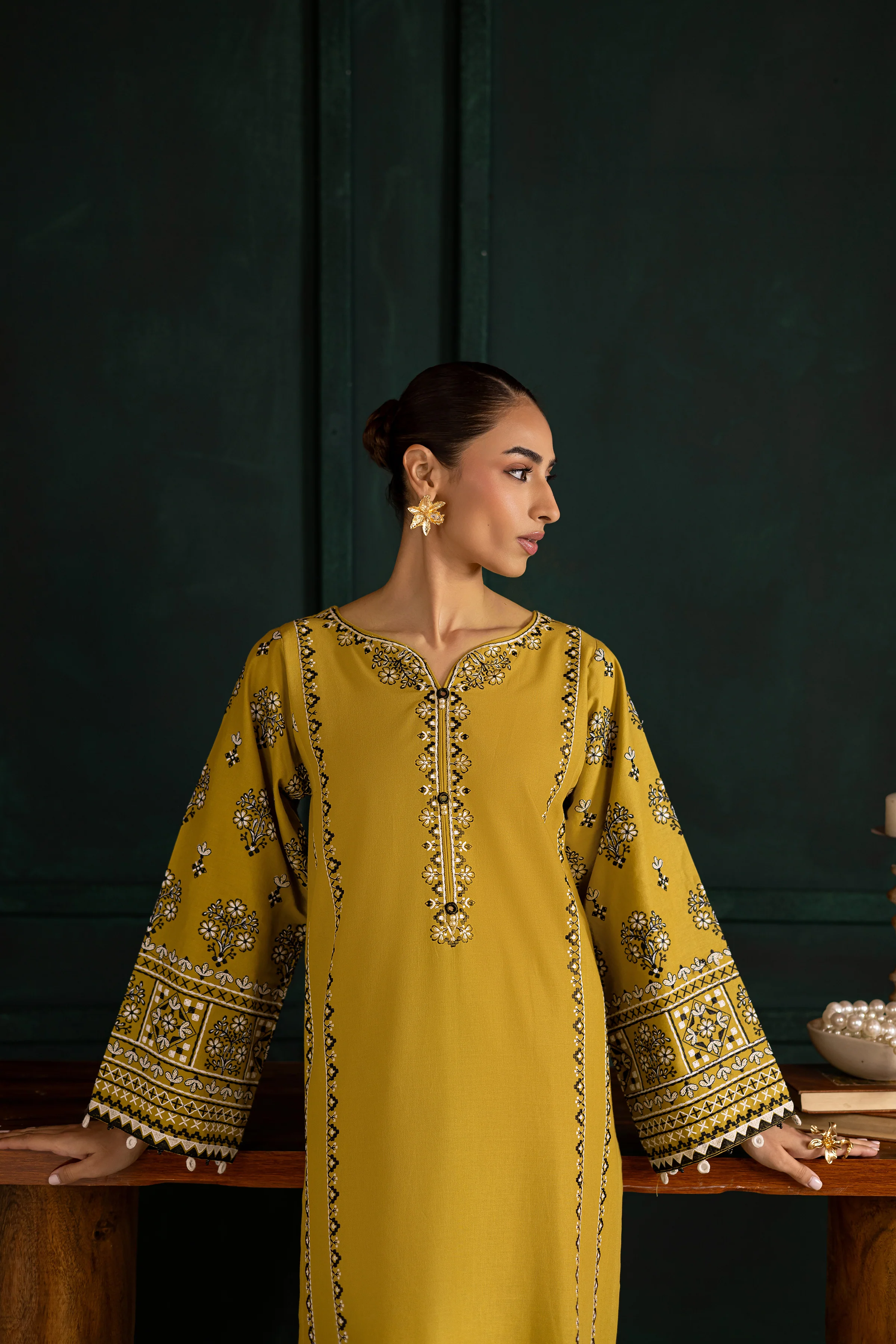Kantha 2Pc - Embroidered Khaddar Dress - Image 6