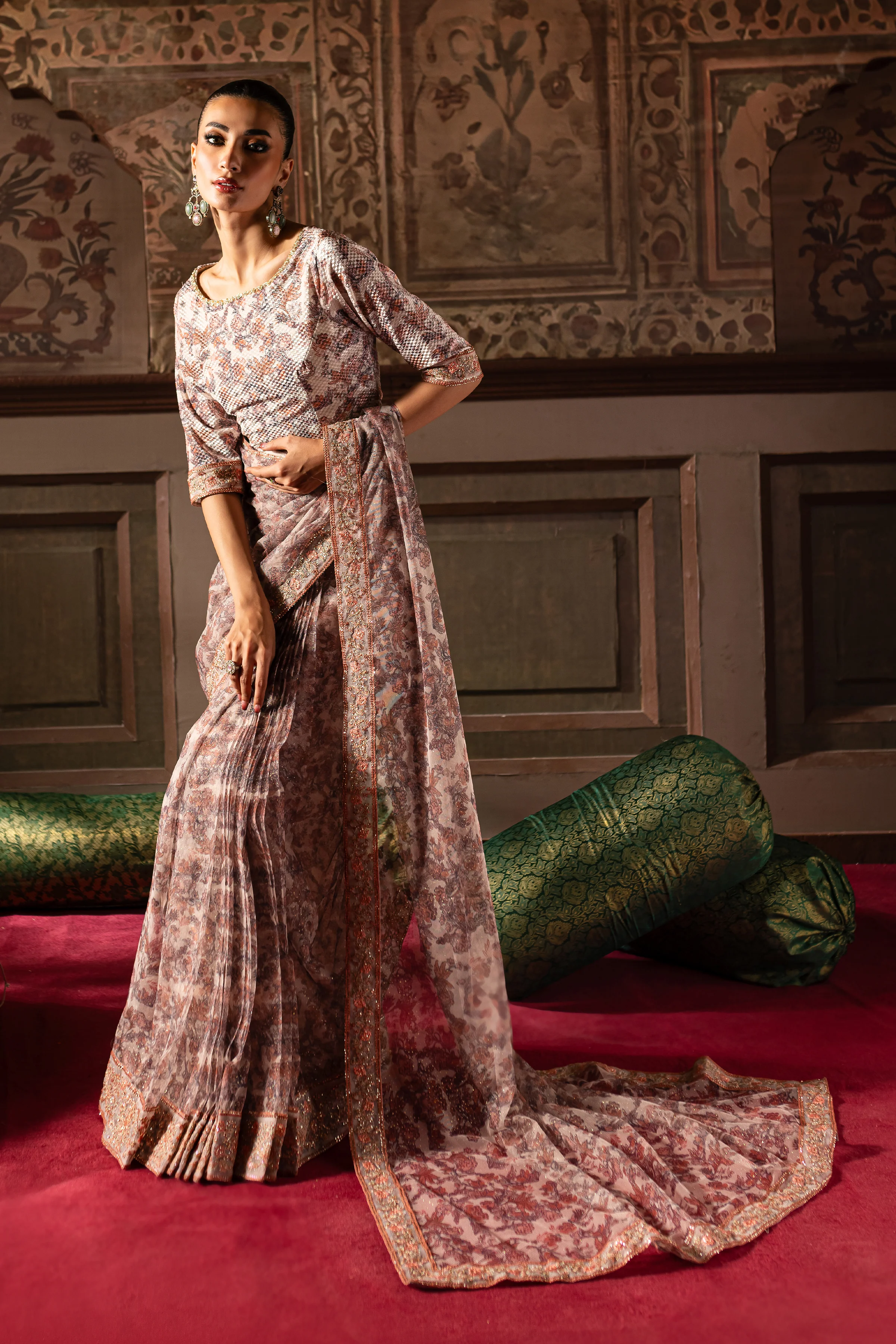 Kashish 3Pc- Embroidered Saree - Image 4